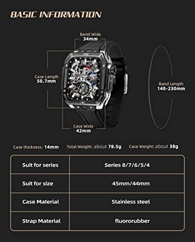 רצועת סיליקון Dyizu לרצועת שעון Apple 44/45 ממ צמיד ， מארז הגנה מחוספס אטום לשריטות ， עבור iWatch Ultra 8