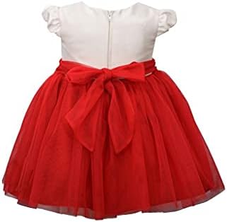 שמלת חג חג המולד של בוני ג'ין של בוני ג'ין - שמלת פרחים אדומה ושנהב לבנות תינוקות ופעוטות