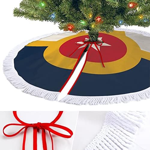 דגל טולסה חצאית עץ חג המולד לקישוטי מסיבות חג עם תחרה ציצית