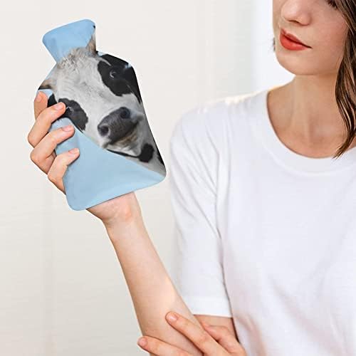 בקבוק מים חמים של פרה חיה עם כיסוי רך לדחיסה חמה וטיפול קר להקלה על כאבים 6 על 10.4 אינץ