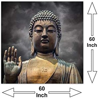 999 חנות ממוסגר גדול מודפס את פסל של גדול בודהה פנים עם יד בד ציור