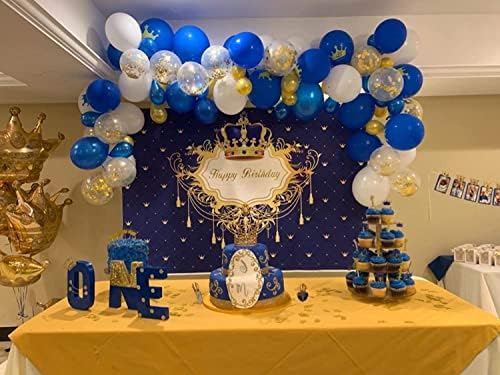 תפאורה ליום הולדת שמח כחול וזהב, הנסיך הקטן קראון חגיגה רויאל חגיגה צילום רקע רקע ילד ילדים מקלחת תינוק עוגת