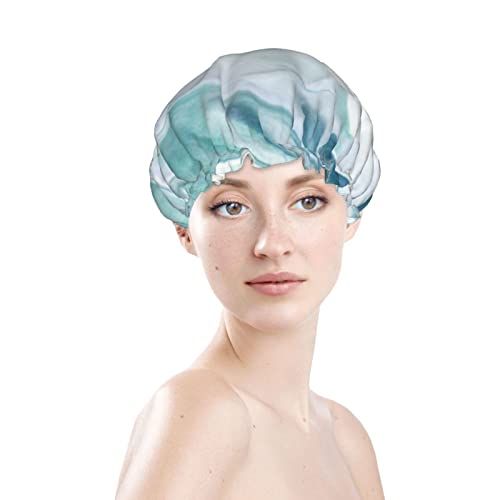 נשים לשימוש חוזר למתיחה כובע שיער טורקיז צבעי מים טורקיז שכבות כפול