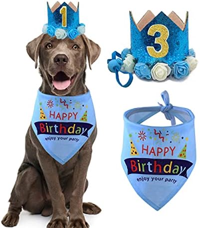 כלב יום הולדת כובע בנדנה ילדה לחיות מחמד כלב מסיבת יום הולדת כובע צעיף עבור קטן התיכון גדול כלבים חתולים