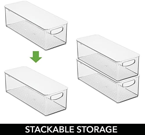 MDesign Slim Storage Storage BIN COXER, מכסה/ידיות מובנות, ארגון לאיפור, כלי עיצוב שיער, או אביזרי מטלה
