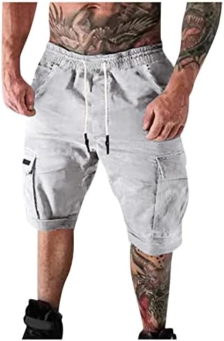 מכנסי מטען לגברים קצרים וינטג 'אימון מכנסיים קצרים חאקי קז'אקי רופף קיץ ספורטיבי אימון מכנסי רחוב