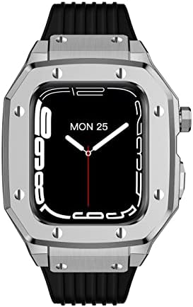 CNHKAU סגסוגת שעון רצועת מארז לסדרת Apple Watch 8 7 6 5 4 SE 45 ממ 42 ממ 44 ממ מסגרת מתכת שינוי רצועת