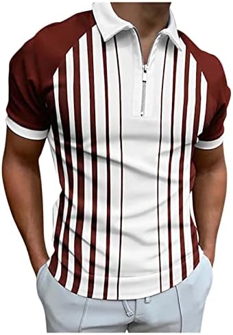 חולצות פולו עם שרוול קצר של שני גברים של גברים 1/4 פסים אנכיים ספורט גולף טניס טאון טא, חולצת פולו גולף