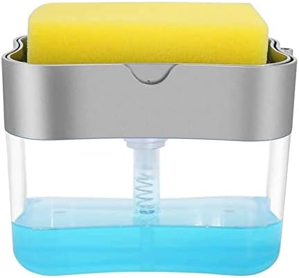 מתקן לסבון כלים, שדרוג 2 ב 1 מתקן משאבת סבון למטבח ומחזיק ספוג, מתקן נוזלי לשטיפת כלים מפלסטיק