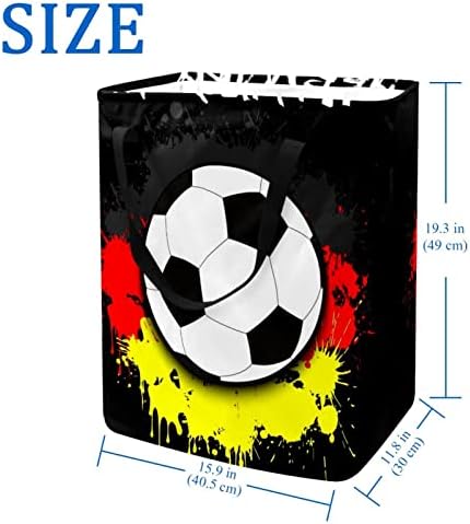 כדור כדורגל דגל גרמניה נגד הדפסת דפוס סל כביסה מתקפל, סלי כביסה עמידים למים 60 ליטר אחסון צעצועי כביסה לחדר