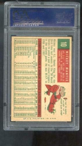 1959 Topps 10 Mickey Mantle New York Yankees PSA 6 כרטיס בייסבול מדורג MLB - כרטיסי בייסבול מטלטלים