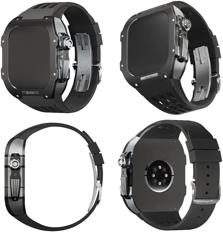 להקת שעון יוקרה של Soumix ， עבור Apple Watch 6/5/SE/4 Case Titanium Case+Fluororubber Band Watch
