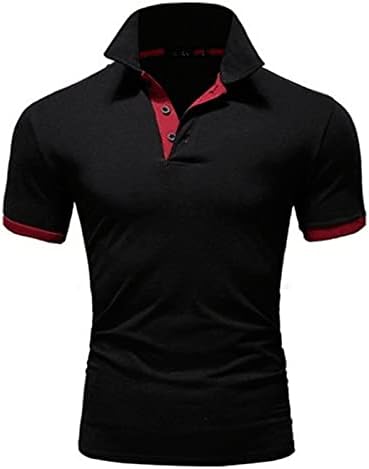 וונקומג1 תערובת כותנה לגברים בצבע רגיל חולצת פולו עם שרוול קצר בכושר דק, חולצת גולף טניס עם צווארון