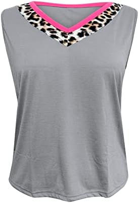 Oplxuo פלוס גופיות בגודל לנשים אופנה V-Neck Print Print חולצות טוניקה ללא שרוולים