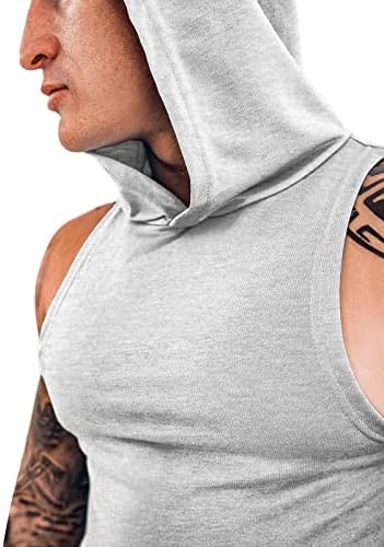 אימון לגברים גופיות ברדס עם כושר קפוצ'ונים ללא שרוולים יבש בכושר גוף פיתוח שריר חתוך חולצת טריקו אפוד