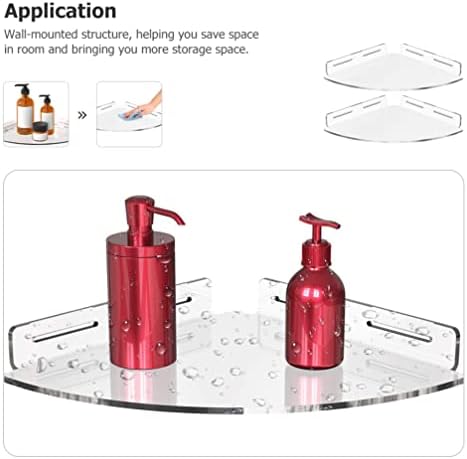 מדפים פינתיים צפים של Veemoon מדפי אמבטיה פינתיים אקריליים 2 סט שקוף מקלחת צפה מדף פינת סבון