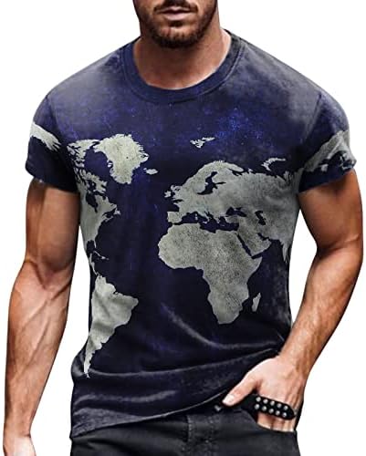 חייל Dsodan חולצות שרוול קצר לגברים, מפת הקיץ העולמית מצחיקה מצחיק וינטג