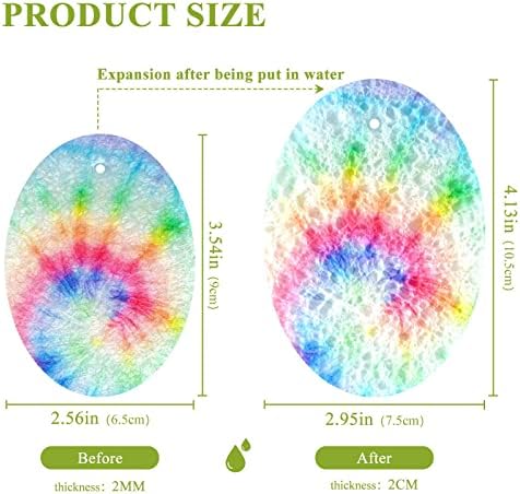 Alaza Rainbow Lie Dye Spiral Spiral Spogges טבעי צבעוני מטבח ספוג תאית למנות שטיפת חדר אמבטיה וניקוי ביתי,