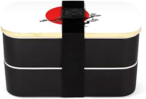 עץ בונסאי יפני שכבה כפולה קופסת ארוחת צהריים בנטו עם כלי ארוחת צהריים לערימה כוללת 2 מכולות