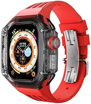 מארז שקוף יוקרתי של Vevel עבור Apple Watch Ultra 49mm Mod Kit Fluororubber Sport Strap להקה עבור Iwatch 8 Pro Ultra