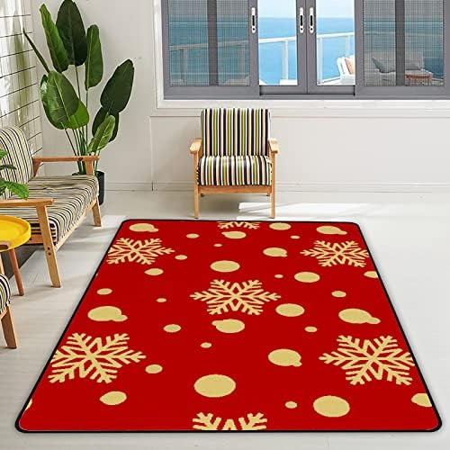 Xollar 80 x 58 בשטיחים גדולים של שטיחים של שלג זהב על משתלת רכה אדומה לתינוק פליימאט שטיח לחדר מגורים לחדר