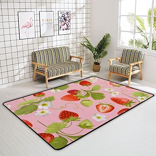 שטיח שטיח רך של צינגזה שטיחים שטחיים גדולים, גרגרי פרחי תות נוחים שטיח מקורה, מחצלת משחק לתינוקות
