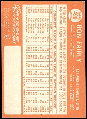 1964 Topps 490 רון די לוס אנג'לס דודג'רס לשעבר/MT Dodgers
