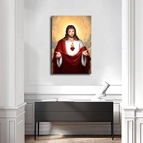 לב קדוש קתולי של ישוע המשיח קיר ארט תפאורה פוסטר HD להדפסה תמונה למשרד ביתי עיצוב קנבס אמנות