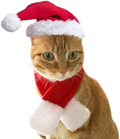 חג המולד חתול קטיפה סנטה כובע גלימת גלימת צעיף כלב חיית מחמד תלבוש