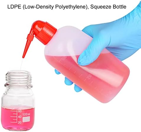בקבוק שטיפה כימית של StonyLab, מעבדה עם 2 חבילות אטומות גליליות אטומות מעבדה לבטיחות מפלסטיק