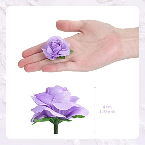 Yinsun 50 pcs מיני ורד ראשי פרחים מלאכותיים, 1.57 אינץ
