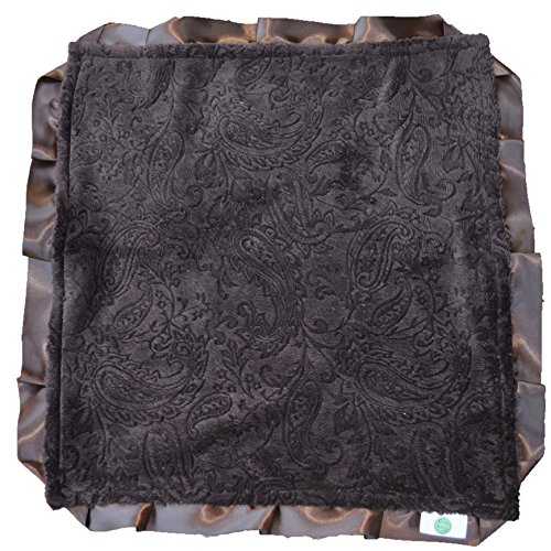 שמיכה גודל של פייזלי פייזלי מינקי לובי עם סאטן לקצץ סאטן, בראון, 18 x 18
