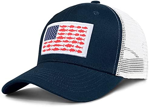 כובעי משאיות דג דגים אמריקאים - מתנות דיג לגברים - כובעי דיג חיצוניים של סנאפבק מושלמים לקמפינג ולשימוש יומיומי