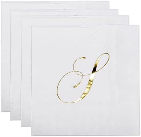 100 זהב מונוגרמה קוקטייל מפיות מכתב של חד פעמי נייר חבילה אלגנטי מתכתי זהב רדיד יד מפית עבור אבקת