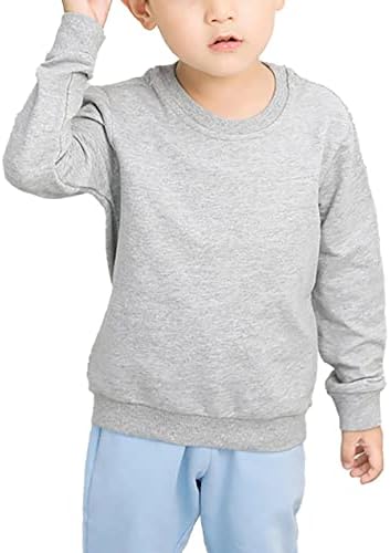 Vastwit ילדים בנים בנות בסיסיות סווטשירט צווארון בסיסי שרוול ארוך סוודר מזדמן צבע טהור צבעוני