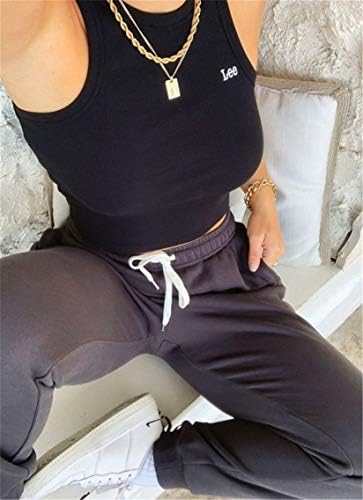 מכנסי ספורט רופפים של נשים אנגונוול במכנסיים בצבע אחיד מכנסיים בצבע אחיד ספורט בית מזדמן מכנסי קפוצ'ונים