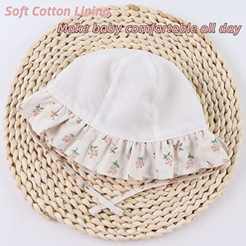 כובע שמש תינוקת עם כובע דלי תינוקות כותנה כותנה כותנה כובעי חוף לילדים לילדים לבנות 0-2 שנים