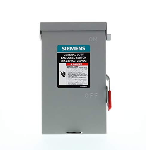 Siemens 2p 60a 240V מתג בטיחות חובה כללי חיצוני חיצוני, לא הניתן לריבוע D מאת שניידר חשמלי Hom270CP מפסק, שחור