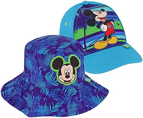דיסני בנות פעוט כובע קש, מיקי עכבר ילדים דלי כובע והתאמה בני בייסבול כובע לחוף, גודל 2-4