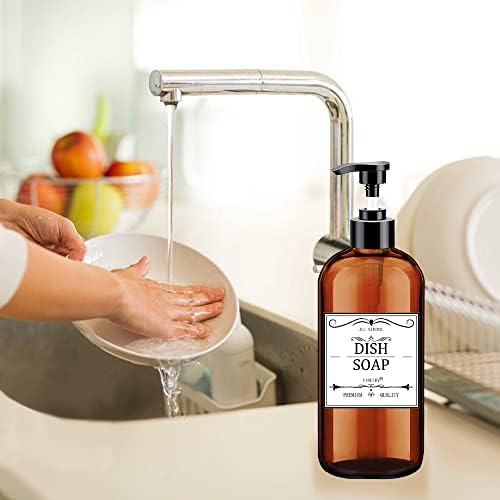 אמבר מתקן לסבון עם עמיד למים תוויות, מתקן לסבון אמבטיה, פלסטיק יד מתקן לסבון צלחת מתקן לסבון למטבח, פרימיום
