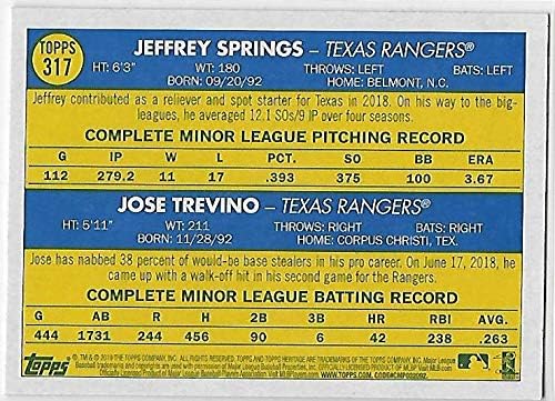 2019 Topps Heritage 317 ג'פרי ספרינגס/חוזה טרווינו טקסס ריינג'רס כרטיס בייסבול טירון