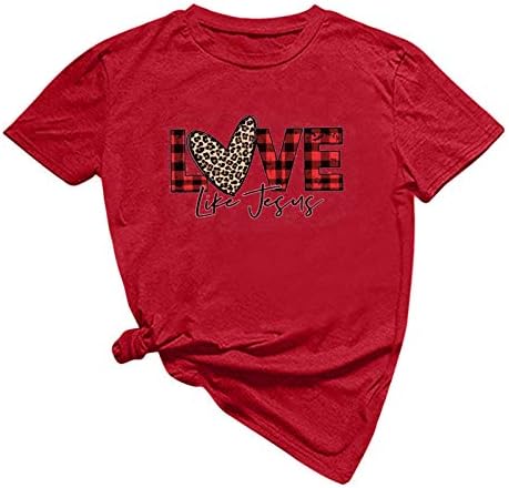 פסחא טי חולצות לנשים נשים מקרית צווארון עגול אולטרה רך יצירתי אהבת לב הדפסת קצר פסחא חולצות לנשים