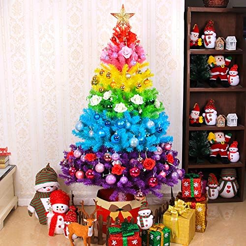 עץ חג המולד של שיפוע צבעוני של יומו, עץ אורן בסגנון פסטורלי בסגנון פסטורלי עם קישוטים, מסיבת פסטיבל