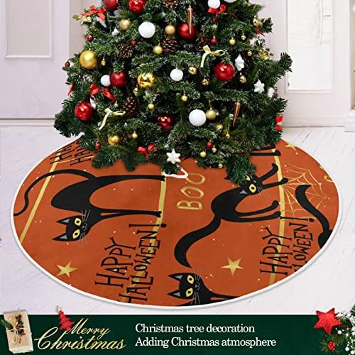 Oarencol ליל כל הקדושים חצאית עץ חג המולד חתול שחור 36 אינץ