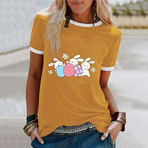 צמרות חג הפסחא שמחות לנשים חולצות טי קיץ טוני סיבתיות עגול טוניקות טוניקות חמודות 2023 חולצות ניגודיות
