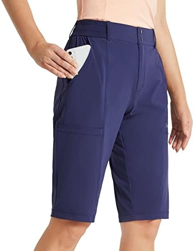מכנסיים קצרים ארוכים של נשים בולף 13 מכנסי ברמודה קצרים באורך הברך טיול גולף מהיר יבש מותן גבוה עמיד