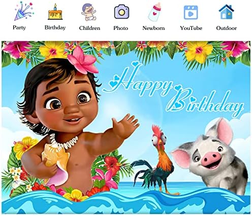 קישוטים למסיבת רקע יום הולדת 7 על 5 רגל מאווי קיץ חוף נסיכת בנות אספקת יום הולדת מקלחת לתינוק