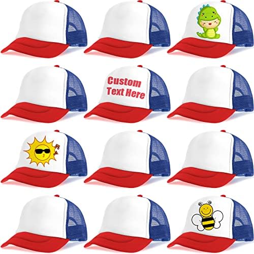 12 חבילות משאיות כובע לילדים כובע רשת פוליאסטר קיץ סובלימציה מתכווננת כובעי בייסבול כובעים חיצוניים