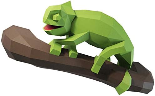 WLL-DP זיקית 3D אמנות קישוט קיר קישוט נייר DIY דגם נייר יצירתי צעצוע של חיה אוריגמי פסל פסל משחק
