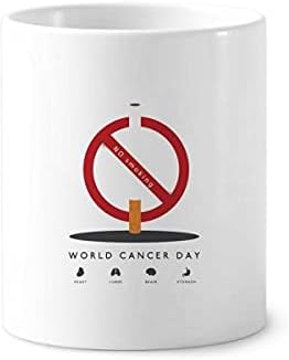 לוגו יום סרטן עולמי ללא עישון מברשת שיניים מחזיק עט